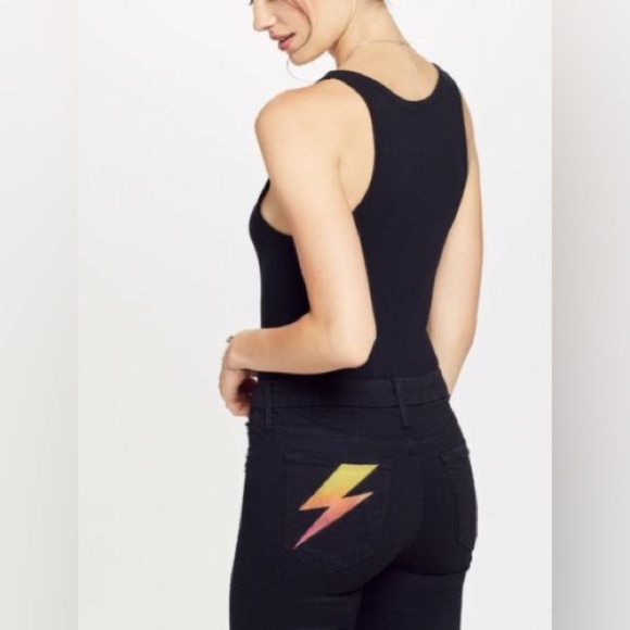 Rare MOTHER 
Looker Ankle Fray Distressed Jeans with Lightning Bolt (J2) - Picture 4 of 10